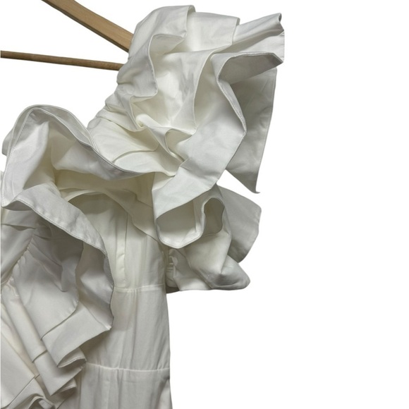 NWT CELIA B Ezili One-Shoulder Tiered Ruffle Dress White S - Picture 12 of 16